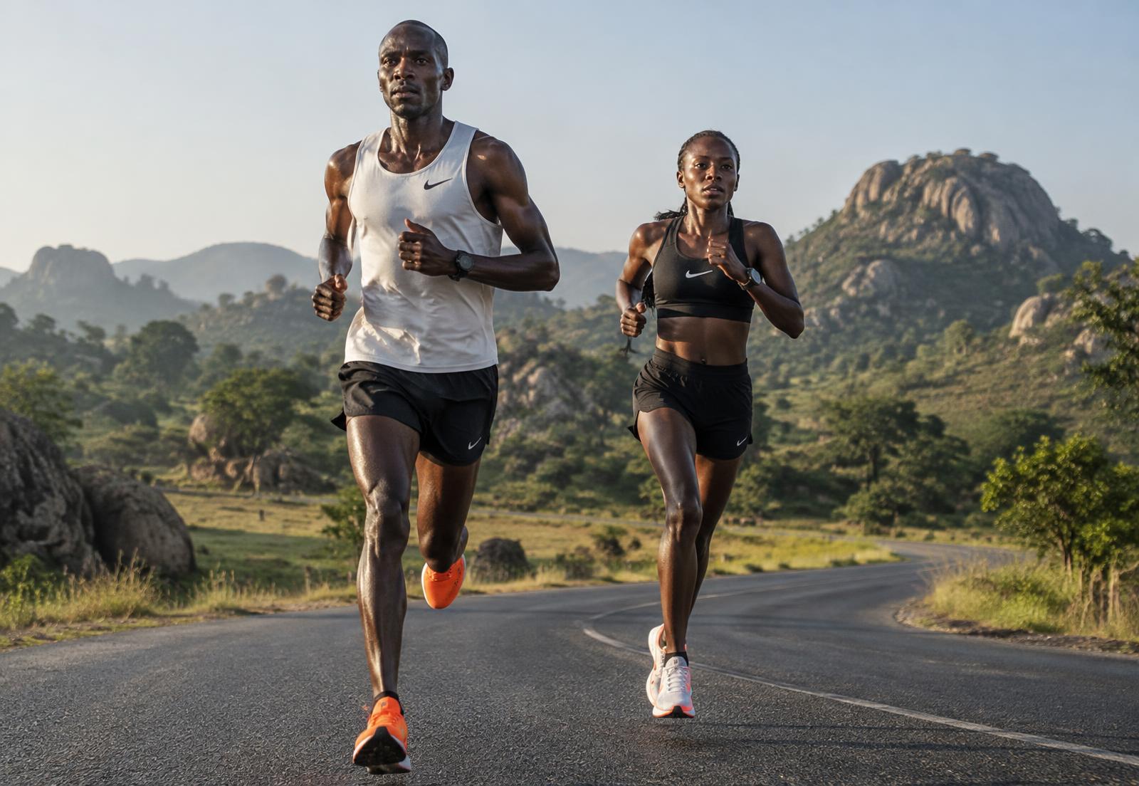 Runners on a road through the hills of Shurugwi